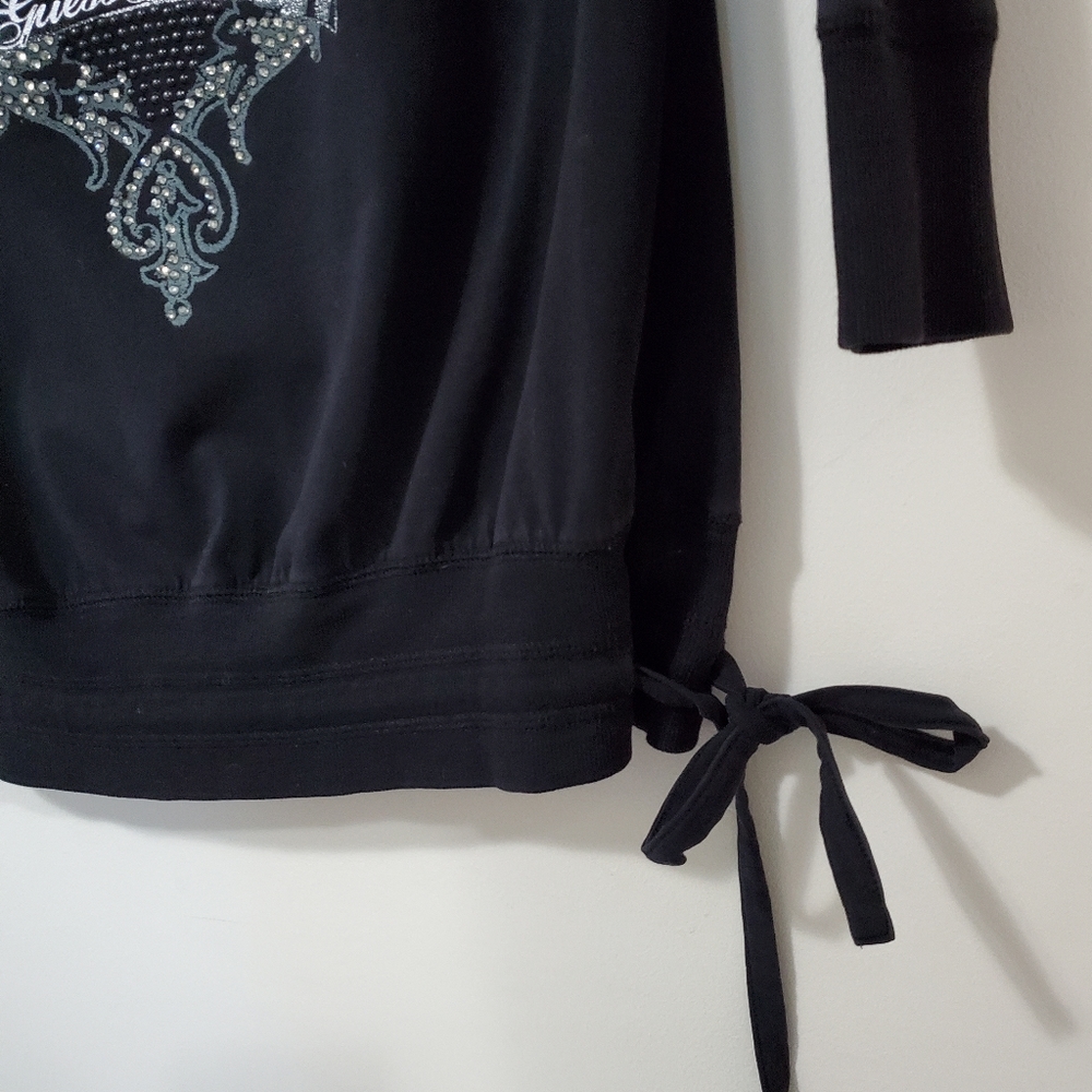 Guess Rocker Screen Print Rhinestone Tunic Black S - Picture 2 of 11